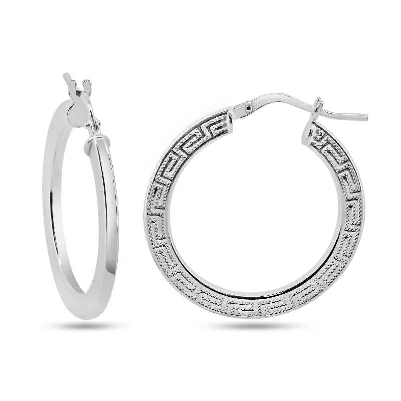 ladies-pearl-hoop-earrings-925 Sterling Silver Basic Non Plated Silver 1.8mm Celtic Hoop Earrings - ARE00038