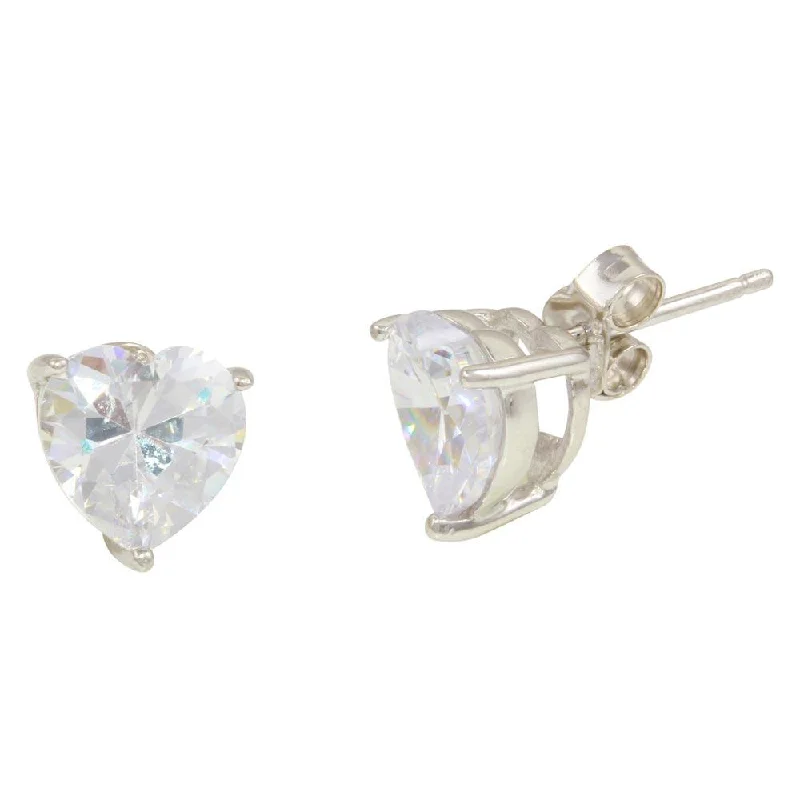 ladies-star-dangle-earrings-Rhodium Plated 925 Sterling Silver Heart Stone Stud Earrings - STE00467