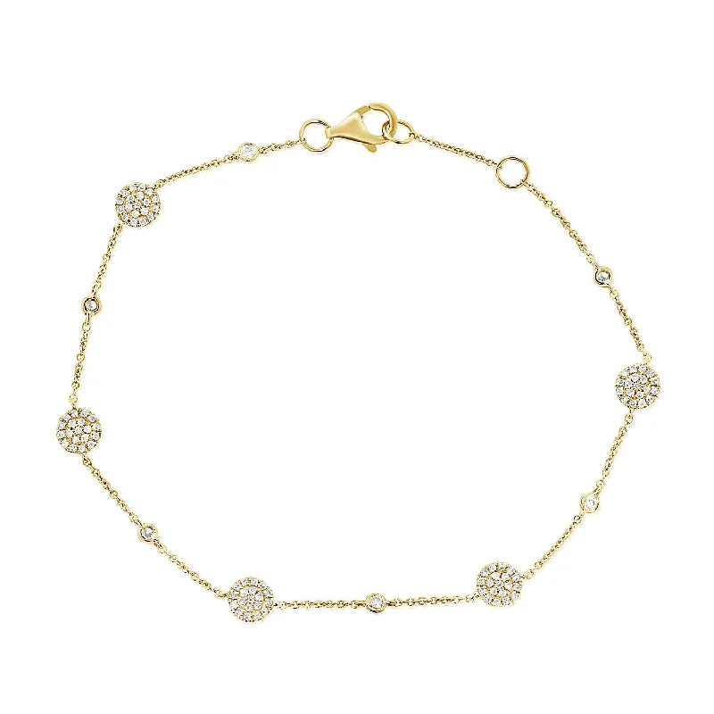 Ladies bracelets with deer charms -Diamond Circle Chain Bracelet made in 14K Gold