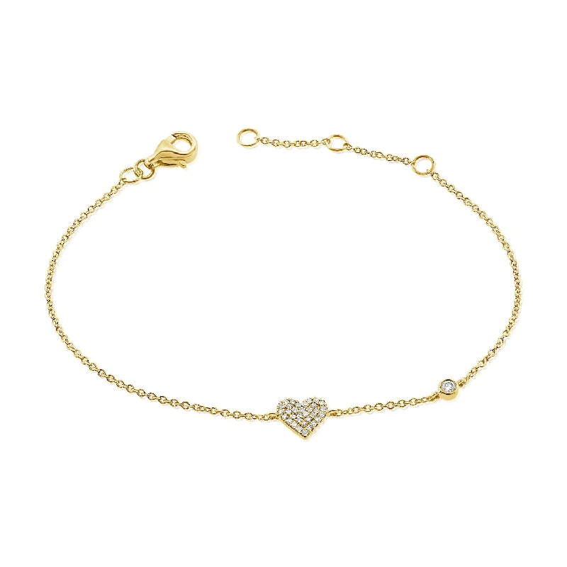 Ladies bracelets trendy bangles -14K Gold Heart Love Bracelet with Diamonds