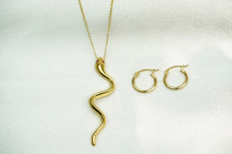 ladies-initial-charm-necklace-14k Snake Necklace and FREE Earring