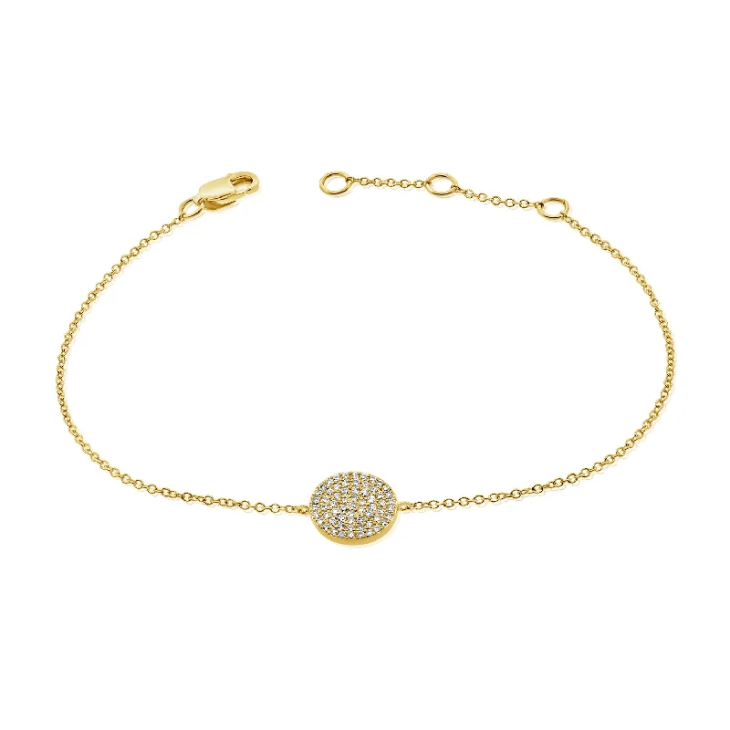 Ladies bracelets hammered finish -Circular Diamond Bracelet made in 14K Gold