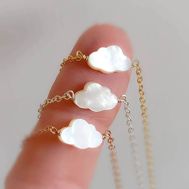 ladies-initial-heart-necklace-Cute Little Cloud Necklace