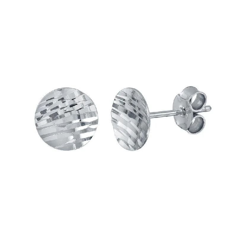 ladies-charm-pearl-earrings-Rhodium Plated 925 Sterling Silver DC Curved Disc Stud Earrings - ECE00062RH