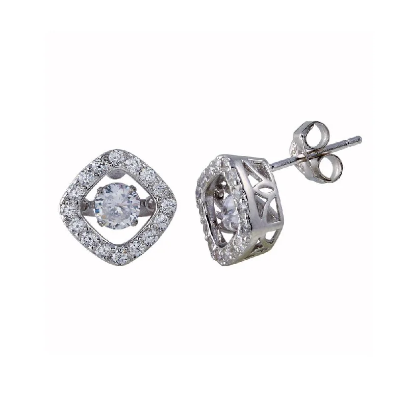 ladies-gemstone-chandelier-earrings-Rhodium Plated 925 Sterling Silver Square Dancing CZ Stud Earrings - STE01126