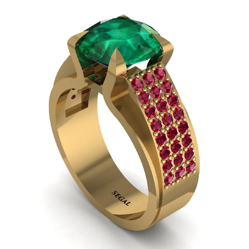 engagement-round-platinum-ring-Round Cut Emerald 14K Gold Pave Engagement Ring - Saylor No. 49