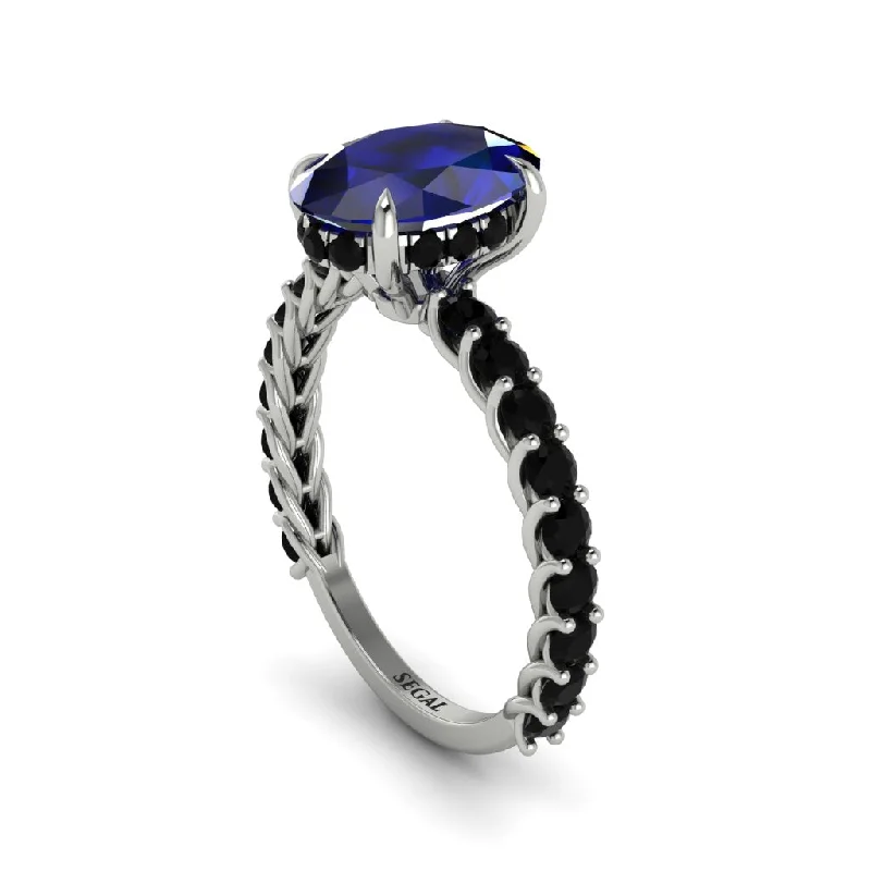 engagement-affordable-pearl-ring-Oval-Cut Halo Sapphire Timeless Elegance Engagement Ring - Kelsey No. 45