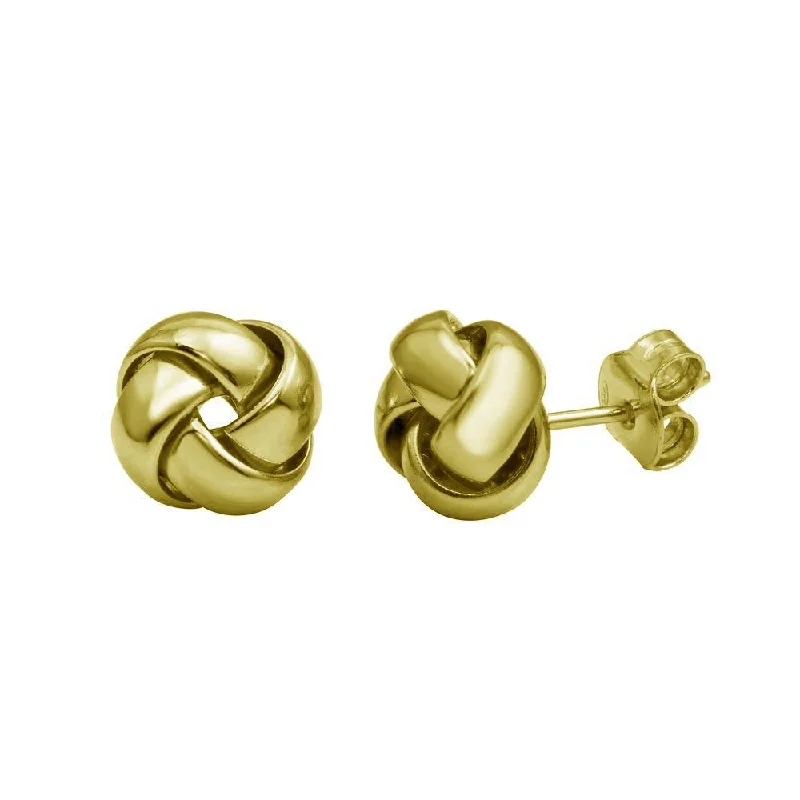 ladies-charm-diamond-earrings-Gold Plated 925 Sterling Silver Knot Stud Earrings - ARE00024GP