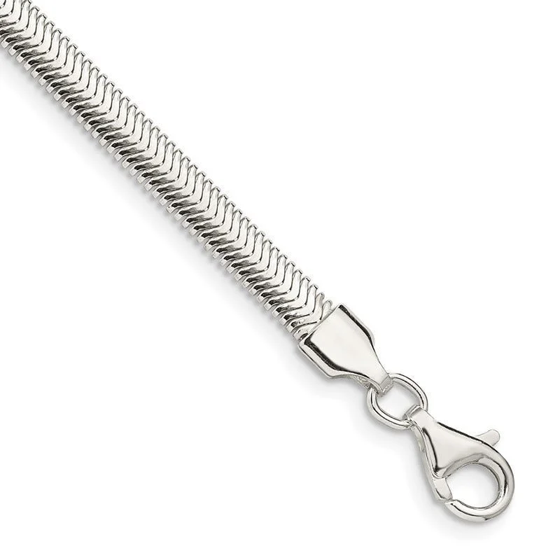 Ladies bracelets for fashionistas -Sterling Silver 4.2mm Flat Oval Snake Chain Bracelet