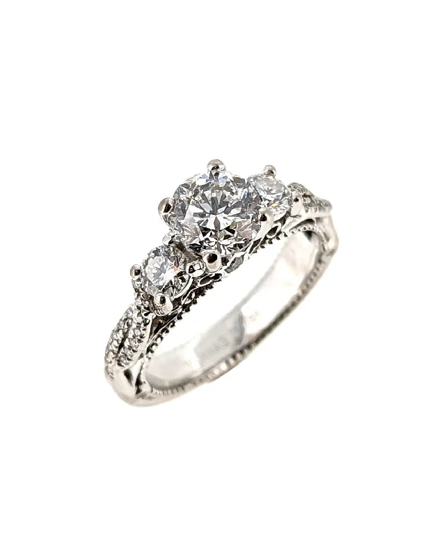 engagement-cushion-cut-gold-ring-Verragio 18K White Gold 1 Carat Diamond Engagement Ring