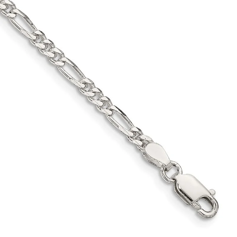 Ladies bracelets for poets -Sterling Silver 2.85mm Figaro Chain Bracelet