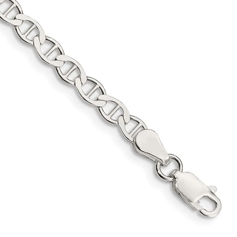 Ladies bracelets lightweight bangles -Sterling Silver 4mm Flat Anchor Chain Bracelet