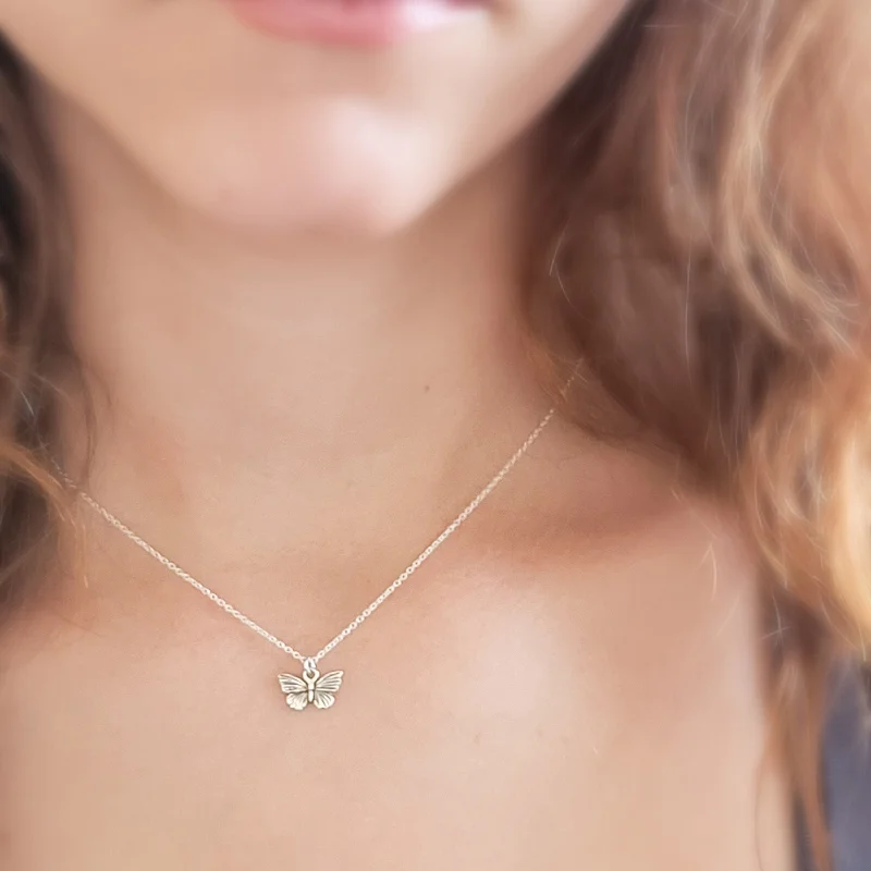 ladies-minimalist-diamond-necklace-Butterfly Necklace