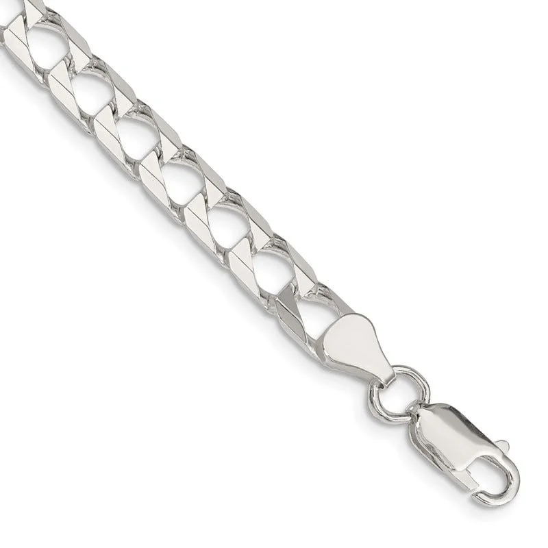 Ladies bracelets with tanzanite -Sterling Silver 6.25mm Flat Open Curb Chain Bracelet