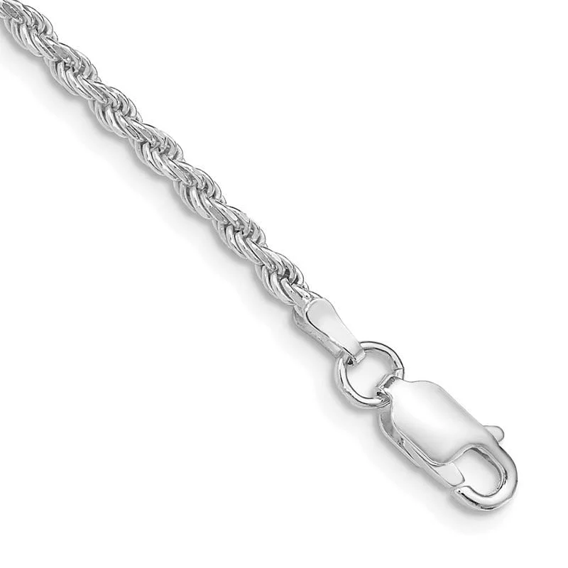 Ladies bracelets with pink opal -Sterling Silver Rhodium-plated 2.25mm Diamond-cut Rope Chain Bracelet