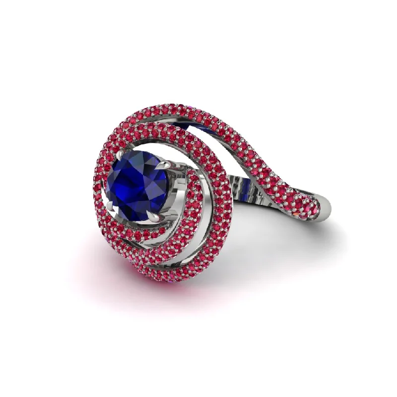 engagement-round-ring-Sapphire Double Halo Swirling Engagement Ring - Serena No. 60