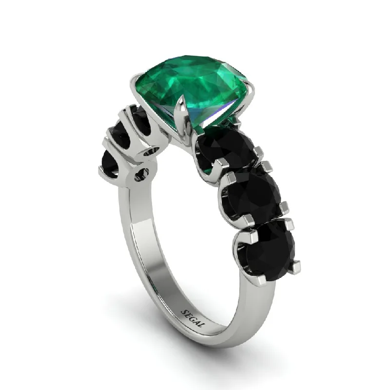 engagement-princess-cut-diamond-ring-Round Cut Emerald Cathedral Engagement Ring - Tatum No. 36