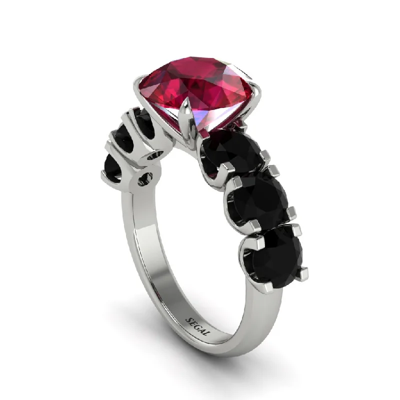 engagement-white-gold-halo-ring-Round Cut Ruby Cathedral Engagement Ring - Tatum No. 42