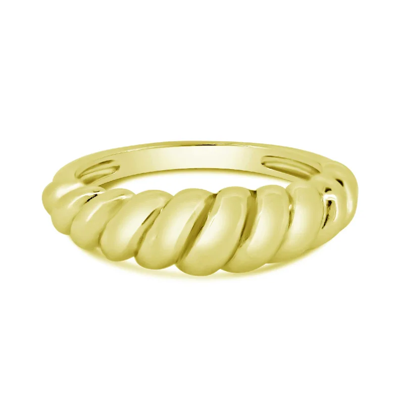 ladies ring rustic branch design-Gold Plated 925 Sterling Silver Croissant Design Ring - STR01166GP