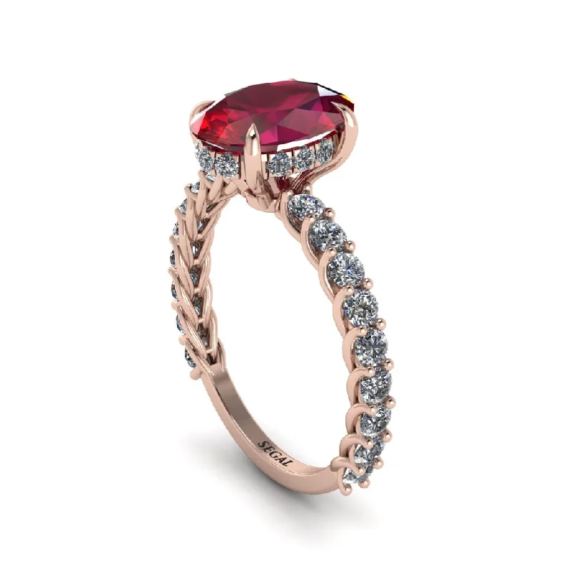 engagement-infinity-ring-Oval-Cut Halo Ruby Timeless Elegance Engagement Ring - Kelsey No. 11