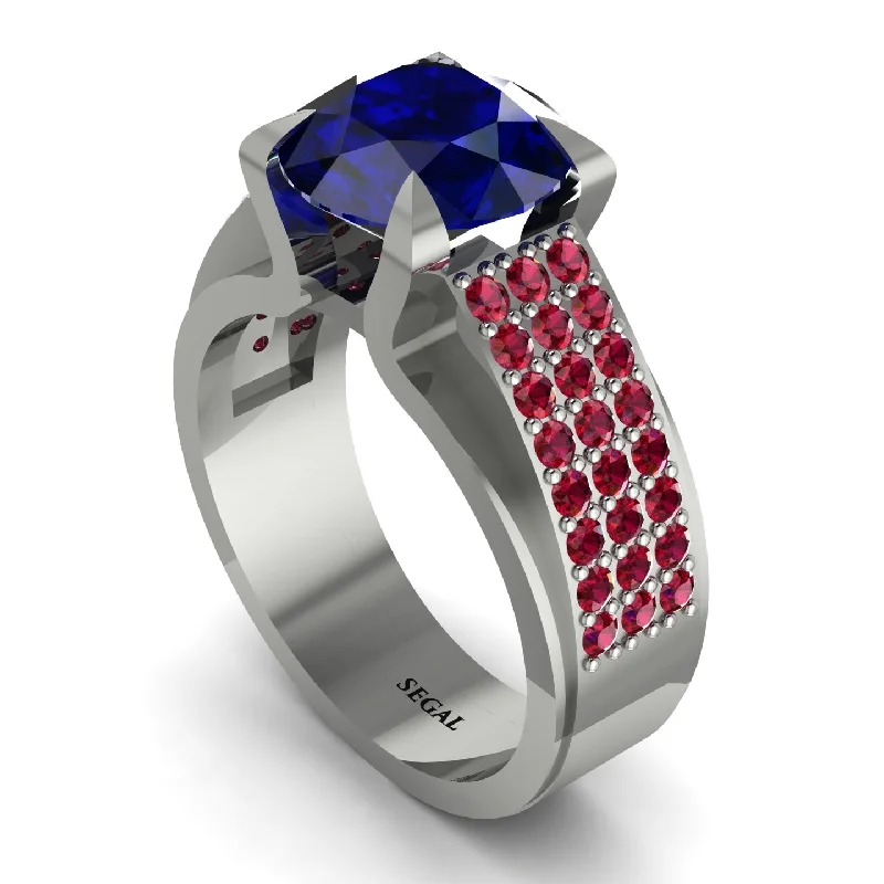 engagement-modern-rose-gold-ring-Round Cut Sapphire 14K Gold Pave Engagement Ring - Saylor No. 60