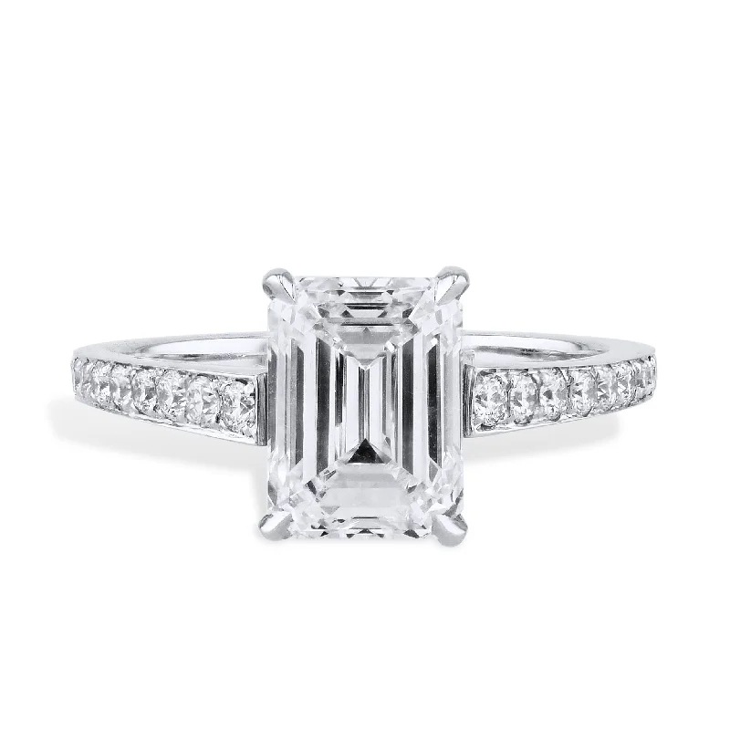 engagement-diamond-unique-ring-2.02 Carat Emerald Cut Diamond Platinum Engagement Ring