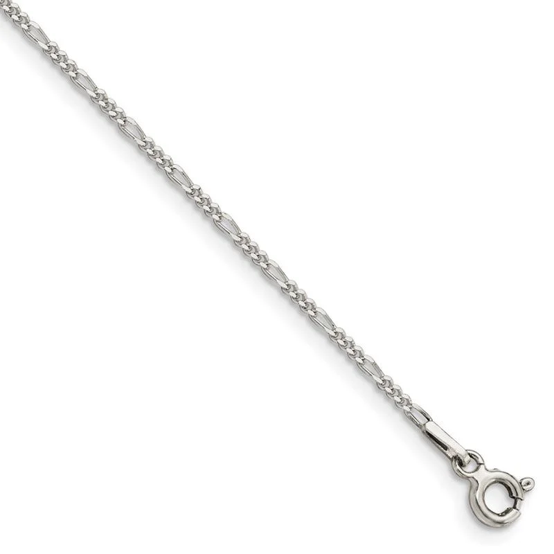 Ladies bracelets artisan crafted -Sterling Silver 1.4mm Figaro Chain Bracelet