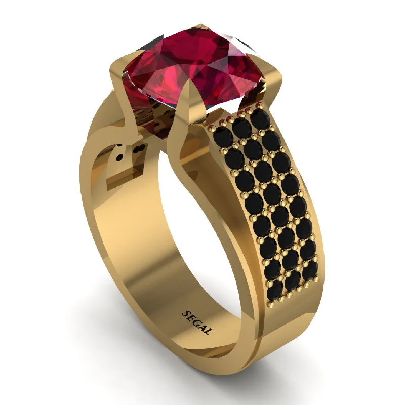 engagement-handmade-gold-ring-Round Cut Ruby 14K Gold Pave Engagement Ring - Saylor No. 40