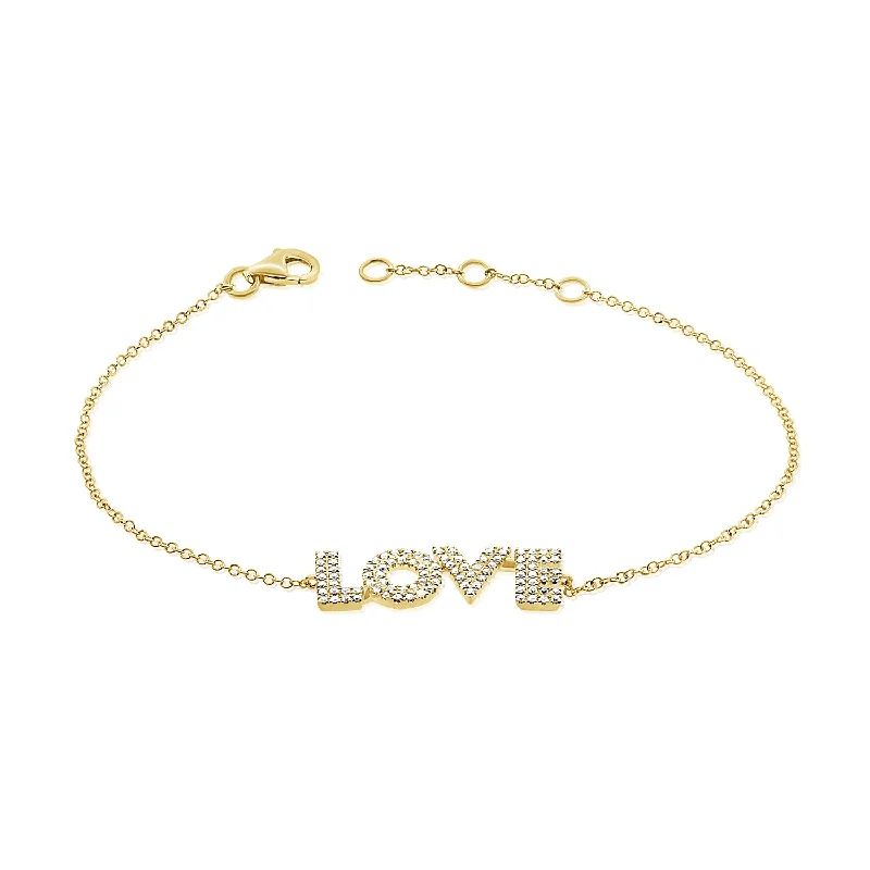 Ladies bracelets for get-togethers -14K Gold Diamond "LOVE" Bracelet