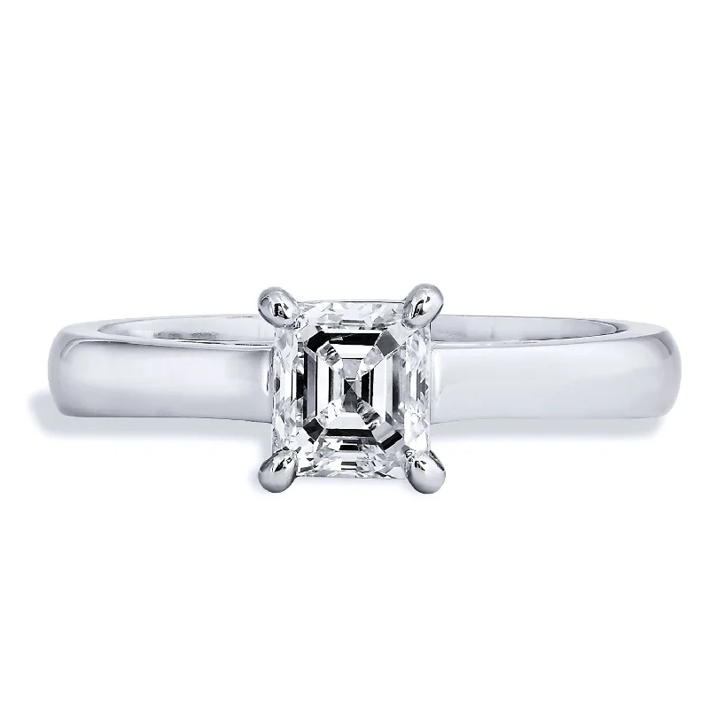 engagement-platinum-ring-0.76 Emerald Step Cut Diamond Solitaire Platinum Engagement Ring