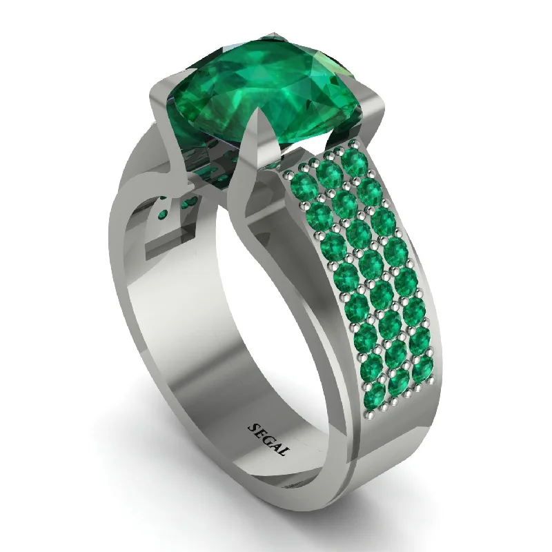 engagement-handmade-sapphire-ring-Round Cut Emerald 14K Gold Pave Engagement Ring - Saylor No. 21