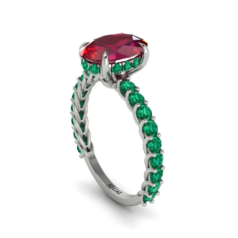 engagement-bridal-white-gold-ring-Oval-Cut Halo Ruby Timeless Elegance Engagement Ring - Kelsey No. 27