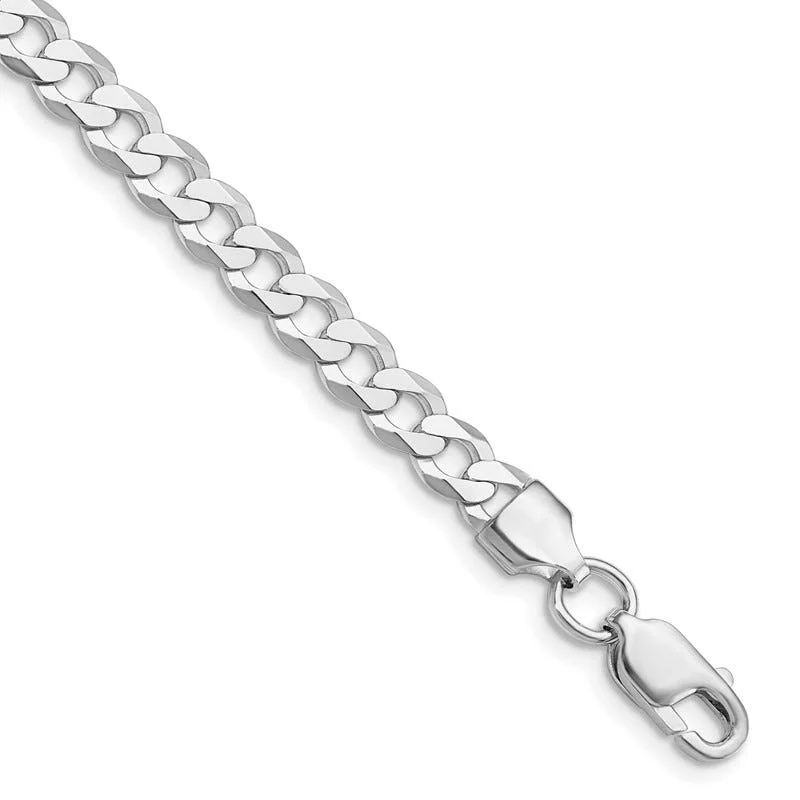 Ladies bracelets for models -Sterling Silver Rhodium-plated 5.75mm Flat Curb Chain Bracelet