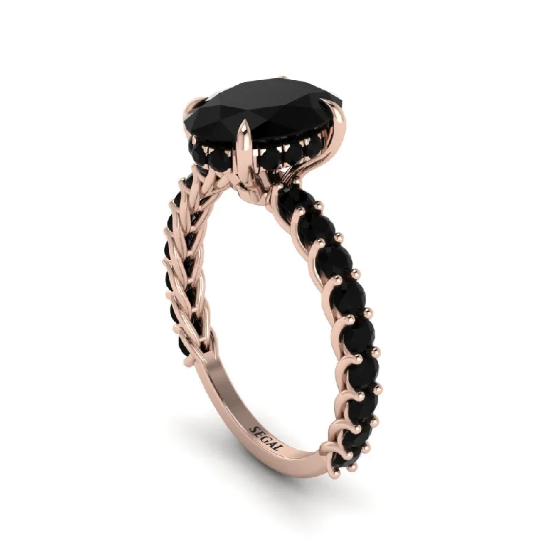 engagement-pearl-eternity-ring-Oval-Cut Halo Black Diamond Timeless Elegance Engagement Ring - Kelsey No. 38