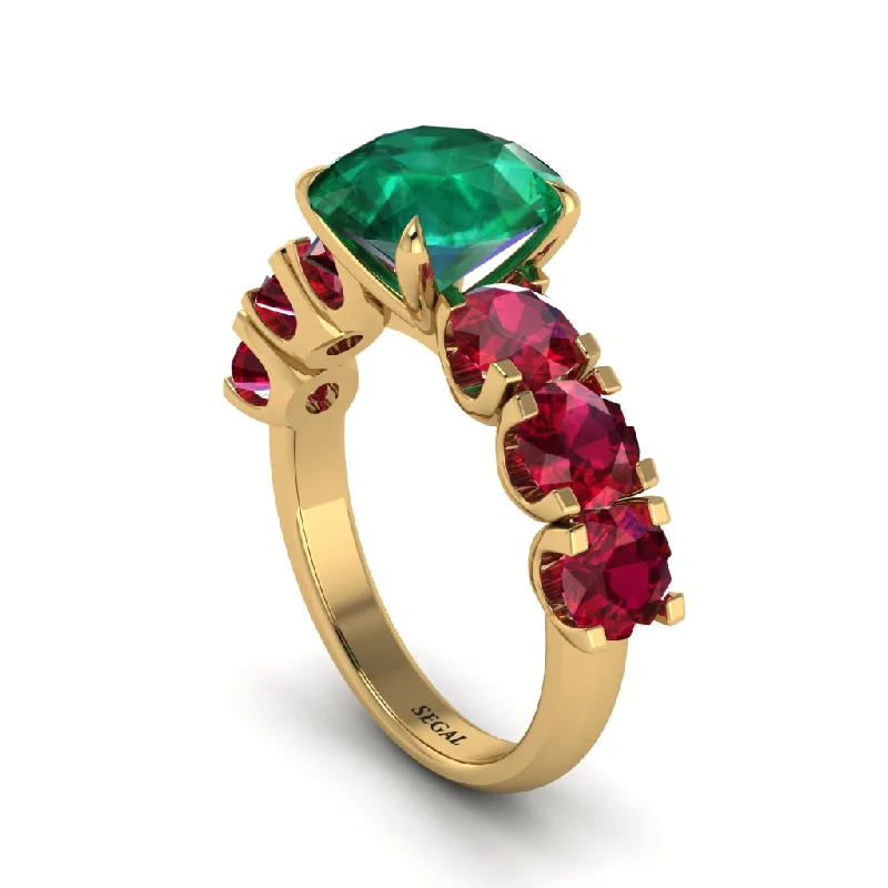 engagement-promise-diamond-ring-Round Cut Emerald Cathedral Engagement Ring - Tatum No. 49