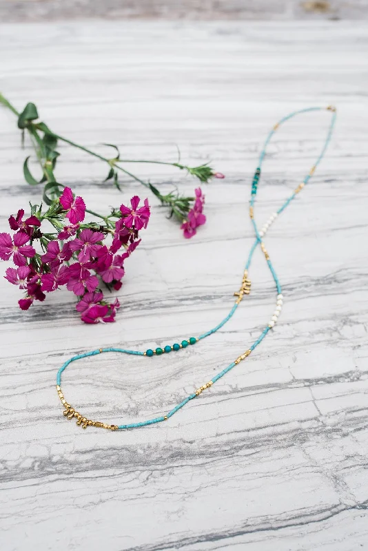 ladies-wedding-pearl-necklace-Turquoise Stacking Necklace