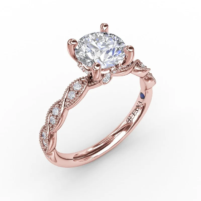 engagement-unique-diamond-ring-Classic Diamond Solitaire Engagement Ring With Diamond Twist Band