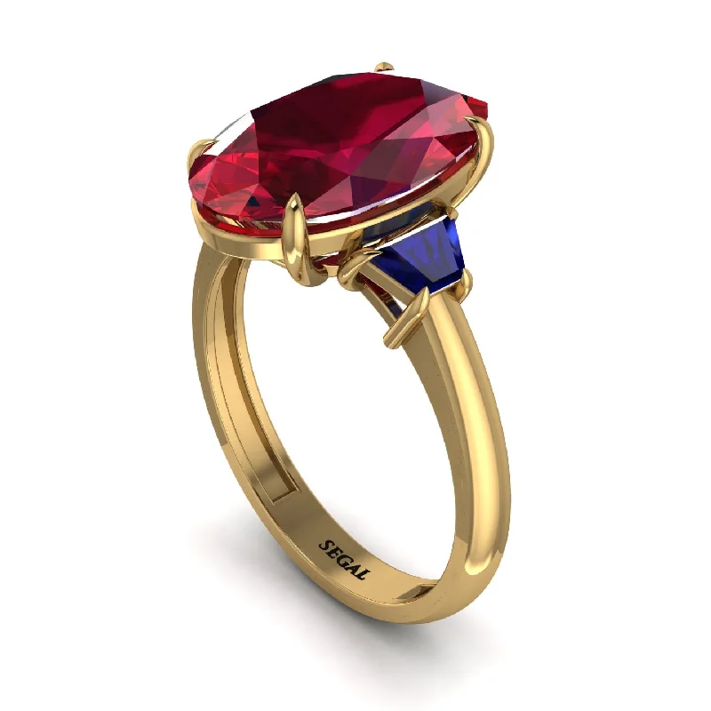 engagement-affordable-silver-ring-Oval-Cut Ruby Three Stone Engagement Ring - Amari No. 70