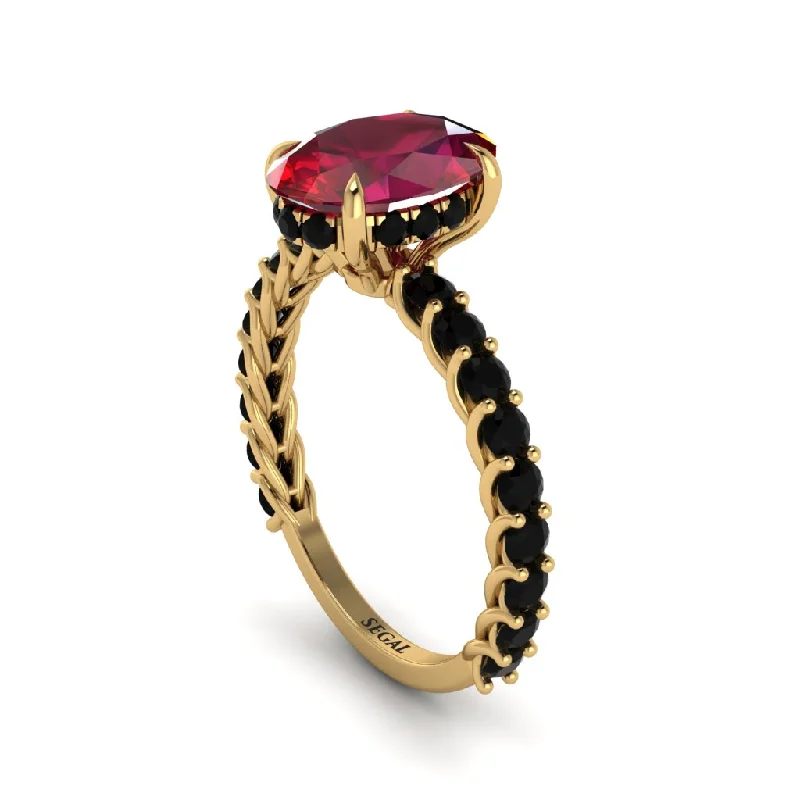 engagement-modern-diamond-ring-Oval-Cut Halo Ruby Timeless Elegance Engagement Ring - Kelsey No. 40