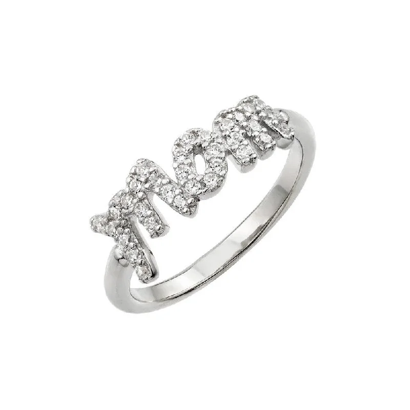 ladies ring unique vine pattern-Silver 925 Rhodium Plated Mom Ring - BGR00931