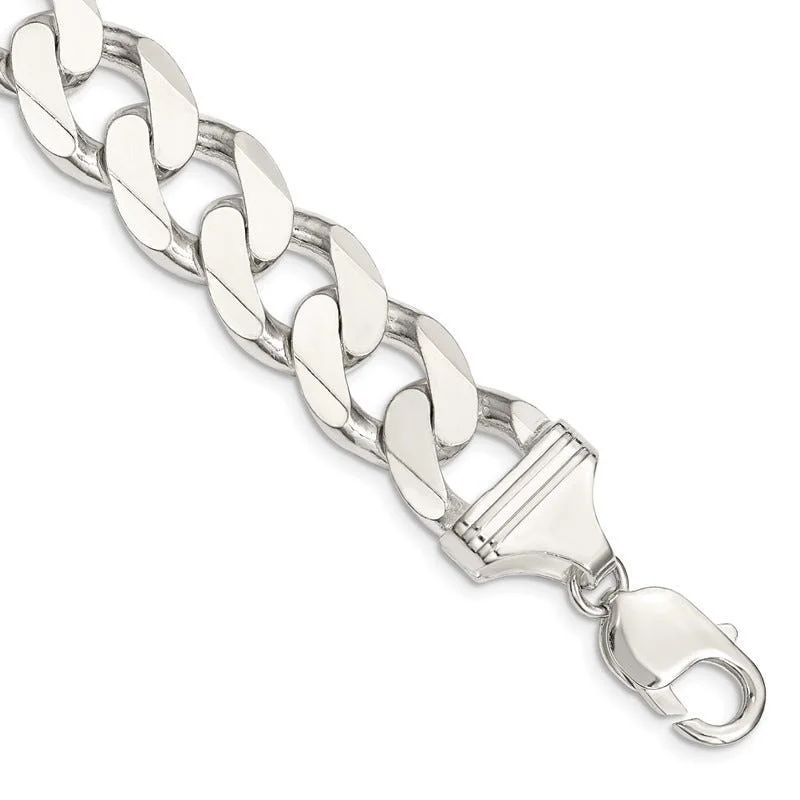 Ladies bracelets for prom nights -Sterling Silver 15mm Curb Chain Bracelet