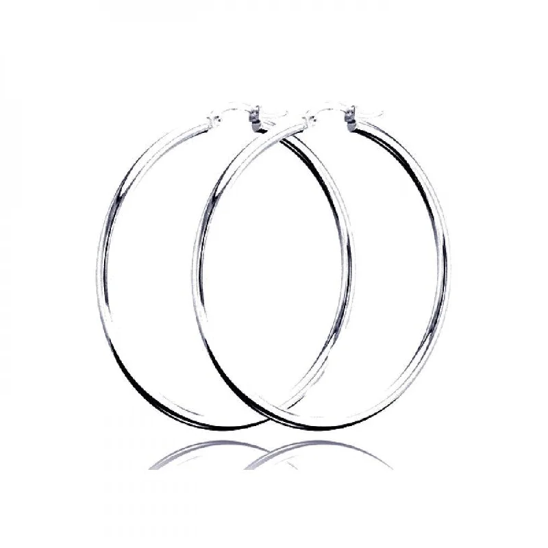 ladies-moon-rose-gold-earrings-Silver 925 Plain Hoop Earring 2mm - HP02-2