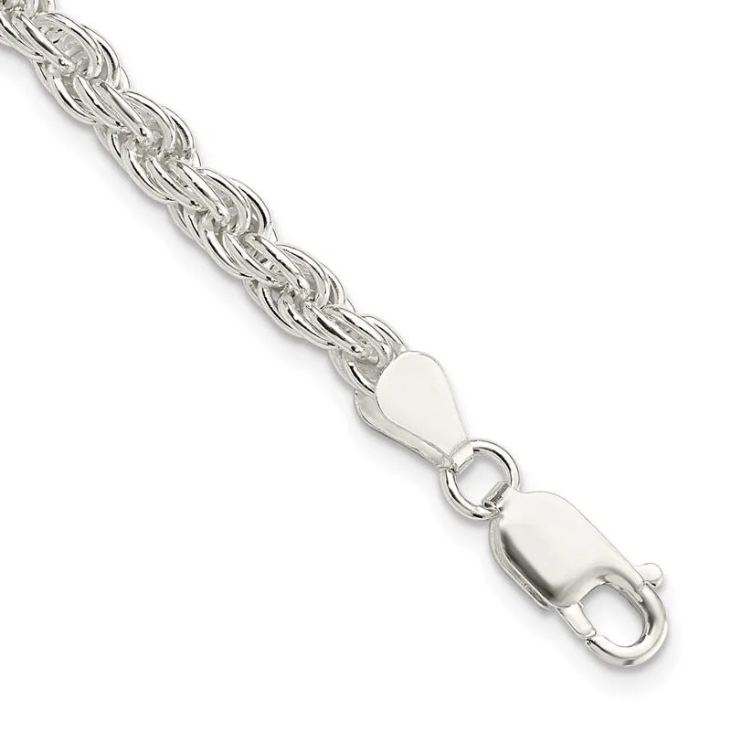 Ladies bracelets for travel -Sterling Silver 4.5mm Solid Rope Chain Bracelet