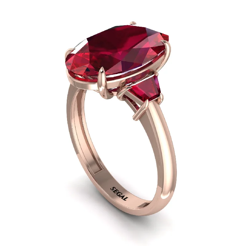 engagement-heart-diamond-ring-Oval-Cut Ruby Three Stone Engagement Ring - Amari No. 56