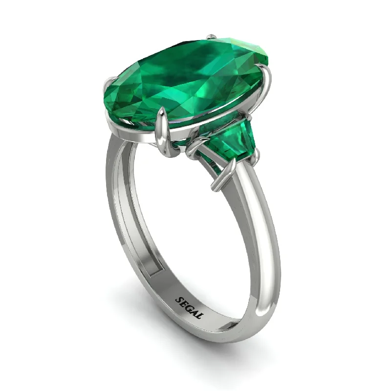 engagement-wedding-ring-Oval-Cut Emerald Three Stone Engagement Ring - Amari No. 21