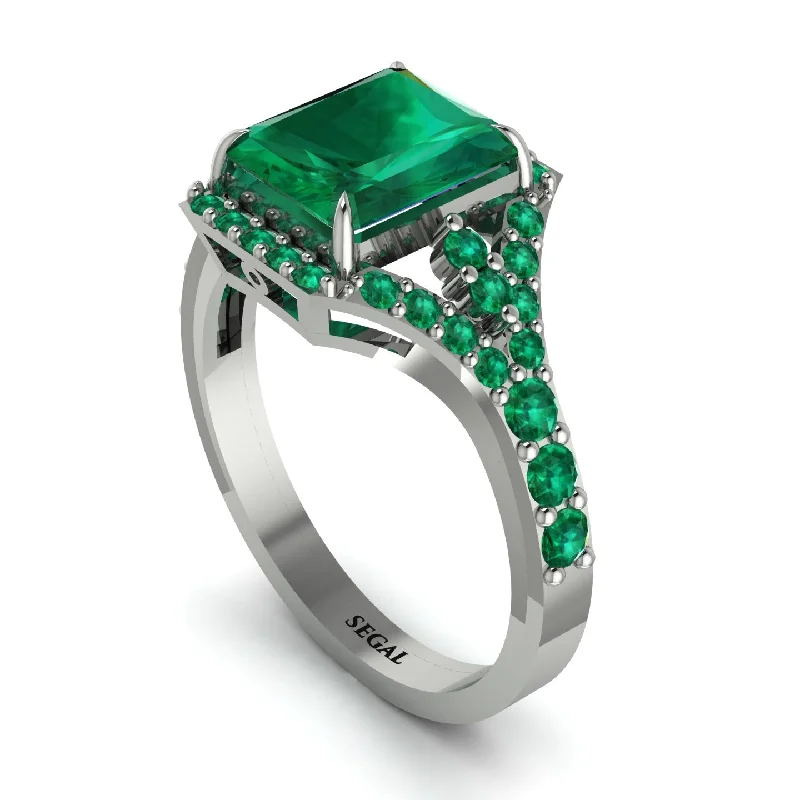 engagement-luxury-platinum-ring-Radiant Cut Emerald 14K Halo Engagement Ring - Cassidy No. 21