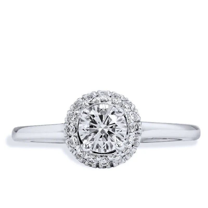 engagement-round-diamond-ring-Round Brilliant Cut Diamond Engagement Ring with Halo