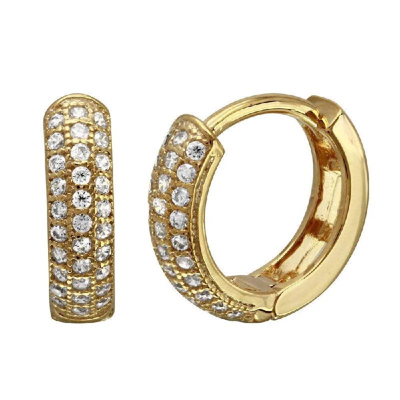 ladies-vintage-earrings-Gold Plated 925 Sterling Silver CZ huggie hoop Earrings - GME00027GP