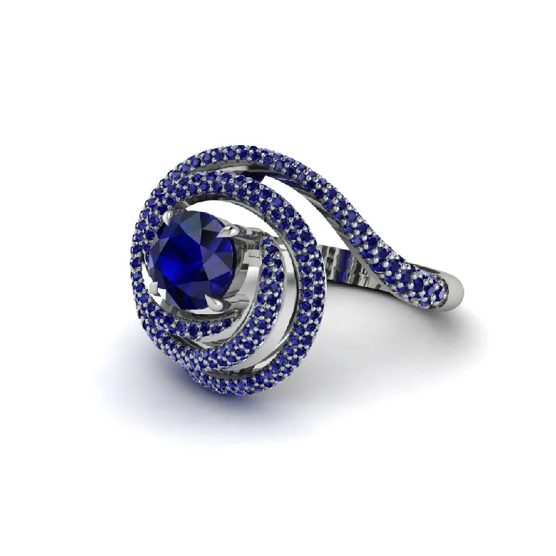 engagement-infinity-rose-gold-ring-Sapphire Double Halo Swirling Engagement Ring - Serena No. 75