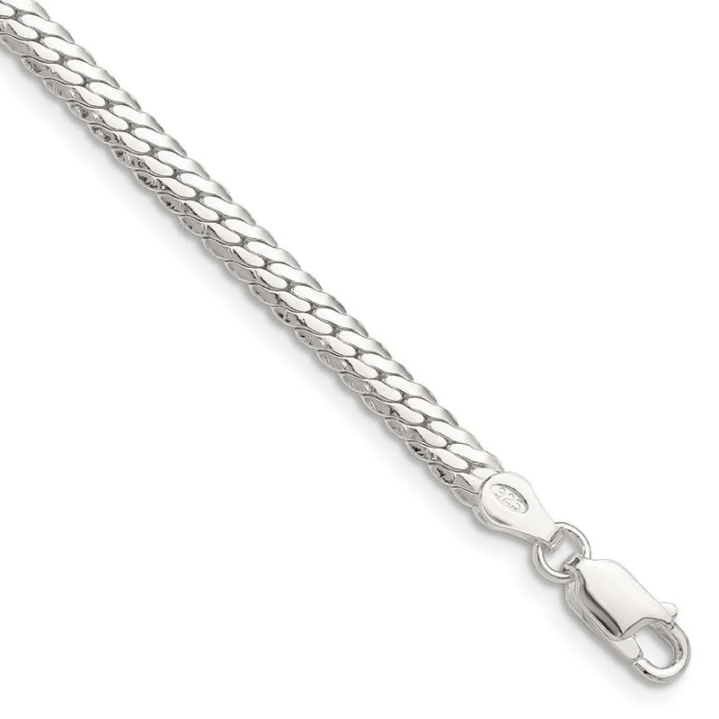 Ladies bracelets with unicorn charms -Sterling Silver Polished 4.1mm Double Oval Flat Chain Bracelet